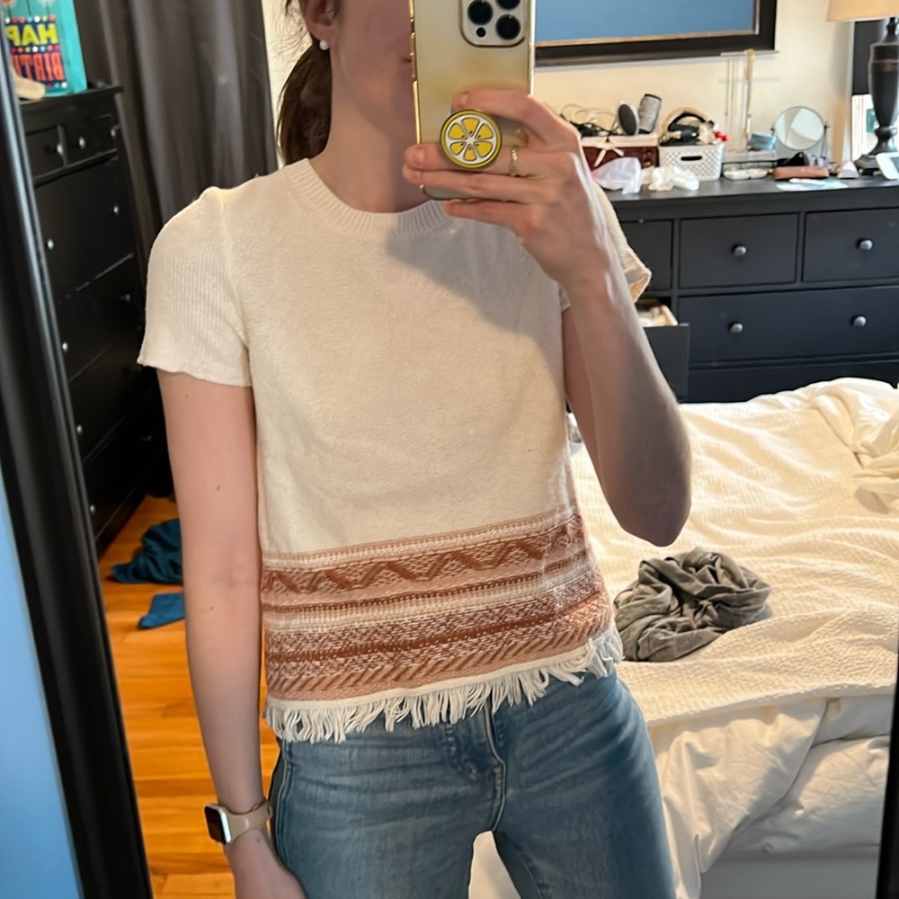 Madewell sweater tshirt orange embroidery XS